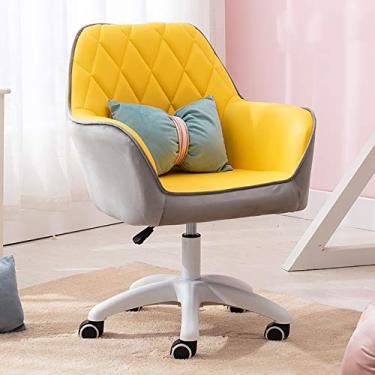 Imagem de Cadeira de escritório, cadeira de jogos, cadeira de computador de veludo, cadeira de escritório em casa, cadeira de computador ajustável em altura com apoio de braço e encosto confortável, cadeira