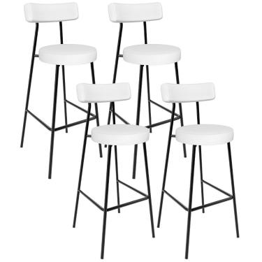 Imagem de Kit 04 Banquetas Altas Bar Cozinha Sala De Jantar Estrutura Em Aço Milão L02 Facto Branco - Lyam Decor