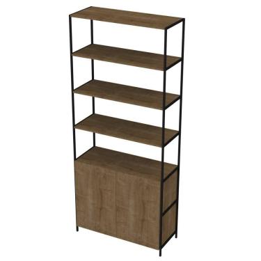 Imagem de Estante Livreiro Steel Quadra 27805 2 Portas Vermont Base Preta - Artesano