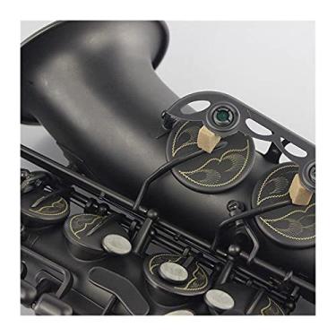 Imagem de Kit de saxofone para iniciantes, instrumentos musicais profissionais, saxofone alto e plano plano preto fosco niquelado superfície saxofone para estudantes instrumento de sopro