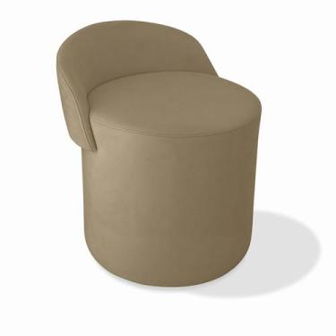 Imagem de Puff Encosto Confortável Sala Estilo Moderno Redondo Suede Cor:Azul Ma