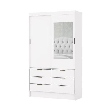 Imagem de Guarda Roupa Sevilha 2 Portas De Correr Com Espelho Carioca Moveis Branco