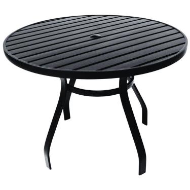 Imagem de Mesa 1,20m Ripada Alumínio Resistente área Externa Piscina Jardim Jantar Preto