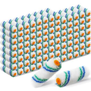 Imagem de Nuogo 150 peças de mini rolo de pintura de 10 cm capa de rolo de 1,27 cm para cochilo pequenas capas de rolo de microfibra ferramentas de reparo doméstico kit de suprimentos domésticos (azul, verde)