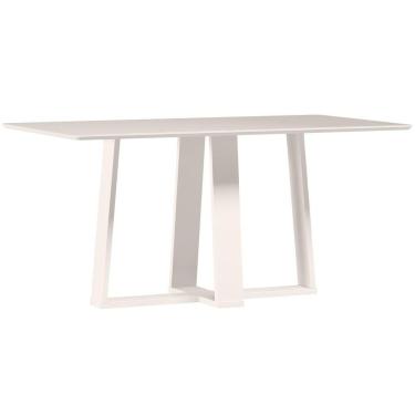 Imagem de Mesa De Jantar Para 6 Lugares 1,60m Tampo Mdf Com Vidro Rubi Off White - New Ceval