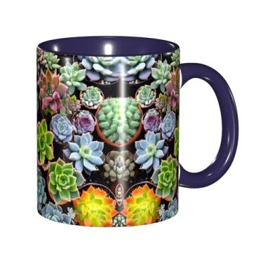 Imagem de Zeraoke Canecas de café criativas com impressão de suculentas coloridas, personalizadas, presente para a família, tamanho de 325 ml, unissex