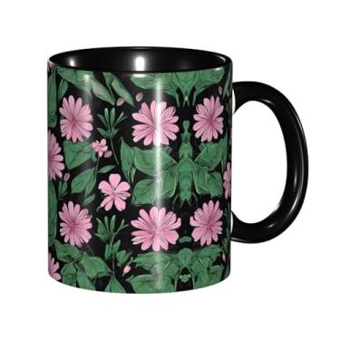 Imagem de Zeraoke Canecas de café criativas coloridas com estampa de folhas tropicais, personalizadas, presente para família, tamanho de 325 ml, unissex