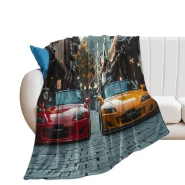 Imagem de HouLaiZhe Cobertor Super Macio Flanela JDM Carro Vermelho S2000 Vs Amarelo S2000 Cobertores de Refrigeração Leve para Sofá-Cama Cadeira Sofá Carro Viagem ao Ar Livre Leve Quente 152 cm x 203 cm