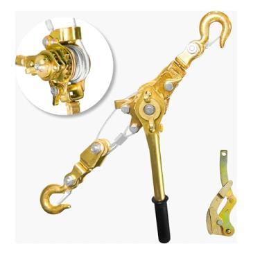 Imagem de YATOINTO Extrator de guincho de cabo de 2 toneladas Come Along Corda dupla 1,5 m Extrator manual resistente 997,9 kg com cabo de garra de fio extrator de catraca com engrenagem de metal duplo para