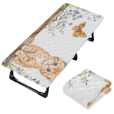 Imagem de Burbuja Lençol de berço de gatinho para crianças, lençol de cochilo acolchoado portátil com faixa elástica para meninas e meninos, lavável na máquina, 63,5 x 127 cm