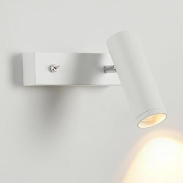 Imagem de Luminária de parede LED giratória para cabeceira, 7W, 3 modos de cor, ideal para sala de estar, escritório e quarto de hotel.