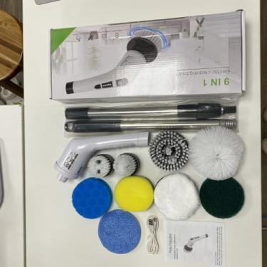 Imagem de Escova Eletrica de Limpeza Portátil 5 em 1 Sem Fio Limpador Pratico Para Cozinha Banheiro Ferramenta(9 Cabecas De Escova)