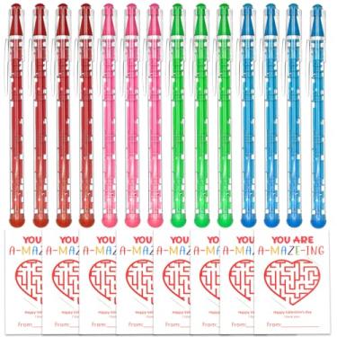 Imagem de Lmisraely 24 Peças Canetas Labirinto Fidget Com Cartão De Quebra-Cabeça "Você É Incrível" Do Dia Dos Namorados, Caneta Tinta Brinquedo, Presentes Namorados Para Alívio Estresse, Papelaria Escritório
