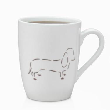 Imagem de Lily's Home Caneca de café de cerâmica com padrão de cachorro vazado - Caneca de porcelana branca - segura para micro-ondas e lava-louças - perfeita para café, cappuccino, latte, chá - presente para