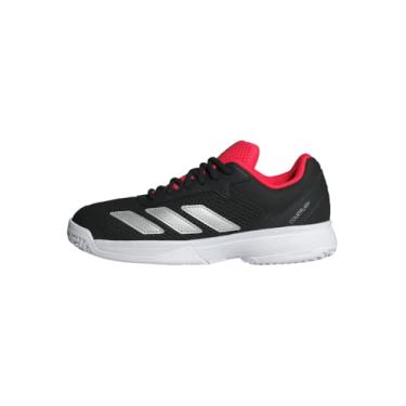 Imagem de adidas Tênis infantil unissex Courtflash (criança pequena), Branco/Prata metálica/Preto, 13 Little Kid