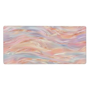 Imagem de Tapete de mouse grande de mármore colorido abstrato à prova d'água com protetor de mesa estendido para computador, base de borracha antiderrapante para escritório, computador, teclado, laptop e mesa