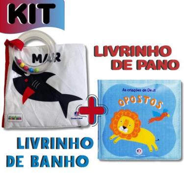Imagem de KIT para Bebes Livro Pano MAR e Livro de Banho Opostos A criação de De