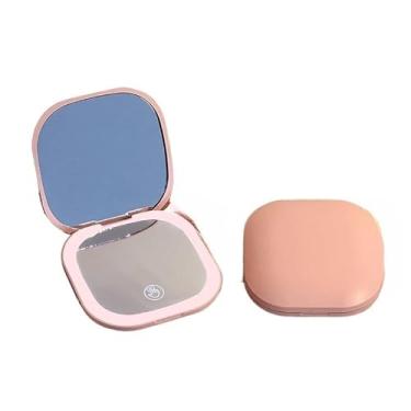 Imagem de Pacote de espelho de maquiagem LED lupa portátil compacto dobrável bonito espelho de mesa LED para maquiagem a qualquer momento(BRANO,025-037 SEM LAÇO)
