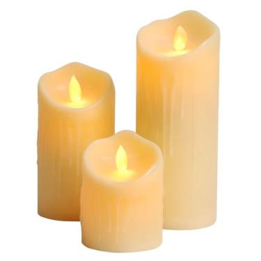 Imagem de Kit 3 Luminária Vela De Led Cilíndrica Luz Eletrônica 5.5cm/7.5cm/12cm Chama Realista Decorativa Para Festa Natal(7.5cm+12cm+12cm)