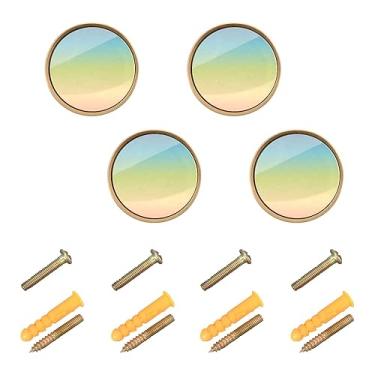 Imagem de Joisal Pacote com 4 puxadores de gaveta gradiente de cor arco-íris, maçanetas redondas de banheiro para armários, puxadores de gaveta de cozinha 3,6 cm