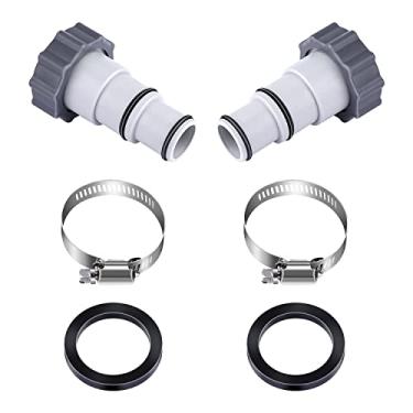 Imagem de Adaptador de mangueira de substituição de 3,8 cm a 3,1 cm A com coleira, conector de mangueira de bomba de piscina acima do solo adaptador de mangueira de piscina com bomba de conexão rosqueada para