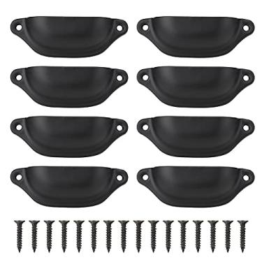 Imagem de Alomejor Alças do Armário, Alças de Xícara de Armário Antigo, Puxadores de Gaveta de Forma de Concha, Botões Vintage para Mobiliário de Cozinha de de Cômodos, 10 Pacote Com (Preto)