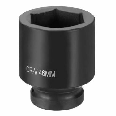 Imagem de HARFINGTON Soquete de impacto de 6 pontos 2,5 cm soquete métrico de 46 mm CR-V soquete sextavado de eixo de aço para reparo de porcas de eixo de máquina, preto