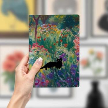 Imagem de Caderno de couro de gato, caderno A5 para anotações de escritório, agenda de 21 x 14,7 cm, agenda de viagem, presente para amantes de gatos 32