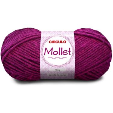 Imagem de Fio Mollet Círculo 100g 200m Lã Acrílica Tricô Crochê Artesanato Touca Cachecol Inverno Novelo (3914 - BEGÔNIA (FIBRA NEGRA))