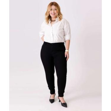 Imagem de Calça Plus Size Feminina Sarja Skinny-70585 - Vizzy, 46, Preto