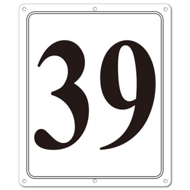Imagem de i-CowFun Placa numerada de metal premium ao ar livre, refletiva 30,5 cm x 25,4 cm grandes placas numéricas de alumínio 39 para estacionamento, quadra de tênis, campo, armazém, corredor, edifício, doca