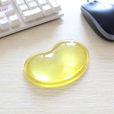Imagem de Descanso de pulso para mouse de gel de cristal de coração transparente, lindo mouse pad ergonômico de silicone, grande suporte de pulso antiderrapante para digitação, jogos e escritório em casa