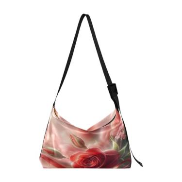 Imagem de Bolsa tiracolo de couro grande com estrelas no céu com árvore, bolsa masculina de couro, bolsa transversal com alça grossa, Dia dos Namorados Rosa, One Size