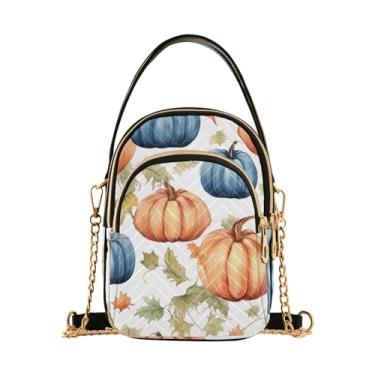 Imagem de Bolsa tiracolo feminina Ladybug Animals Parrten, bolsa tiracolo feminina, bolsa tiracolo estilosa para viagens, Abóbora aquarela em cores de outono-5, One Size