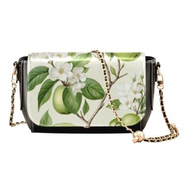 Imagem de Bolsa tiracolo feminina de couro Green Fresh Fruit on Natural Branch, bolsas de couro para mulheres, Frutas frescas verdes no ramo natural-1, One Size