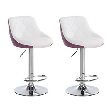 Imagem de Banco de bar, banco alto, cadeiras de balcão, balcão de cozinha, banco de tubo ajustável em altura, banco de bar giratório com encosto, com apoio para os pés, conjunto de 2, branco 2