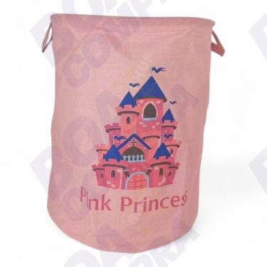 Imagem de Cesto Organizador Infantil Quarto Brinquedos Menina Princesa Castelinh