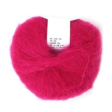 Imagem de Generic Fio angorá de Malha Mohair Macio para Tecer Lenços, Suéteres e Chapéus, lã Mohair Quente de Em Várias Cores, Lavável à Mão para Entusiastas de tricô (14 rosa vermelha)