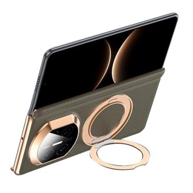 Imagem de POYUFRG Capa de couro genuíno para Huawei Mate X7, capa galvanizada com proteção de dobradiça de lente com tudo incluso com anel magnético, marrom, Mate X7