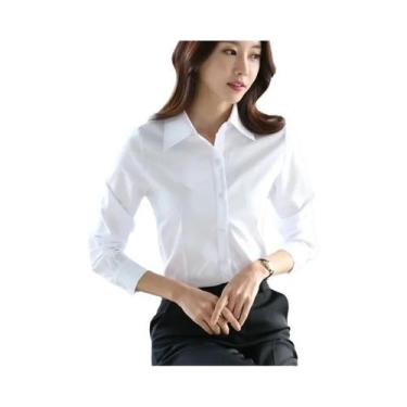Imagem de Blusa Feminina De Manga Longa Listrada Branca, Estilo Coreano, Ajuste 