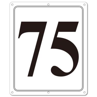 Imagem de i-CowFun Placa numerada de metal premium ao ar livre, refletiva 30,5 x 25,4 cm placas numeradas de alumínio grande 75 para estacionamento, quadra de tênis, campo, armazém, corredor, edifício, doca