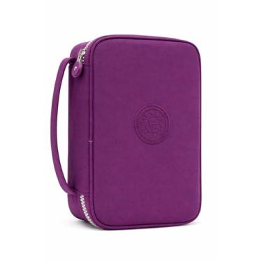 Imagem de Estojo Escolar Grande para 100 Canetas com Divisórias e Alça – Estojo Box Organizador Unissex com Zíper Reforçado, Elásticos Internos e Alta Capacidade para Material Escolar (Vinho)