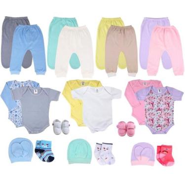 Imagem de Body Bebê + Mijão Liso + Meias Kit C/25 Peças Roupa Bebê - Tanran Baby