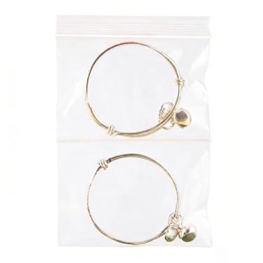 Imagem de 100 PCS Sacos plásticos pequenos com zíper duplo para joias, bolsa pequena, mini saquinhos, sacos de poliéster transparentes resseláveis, mini sacos com zíper de 1,96 mil para pequenas empresas