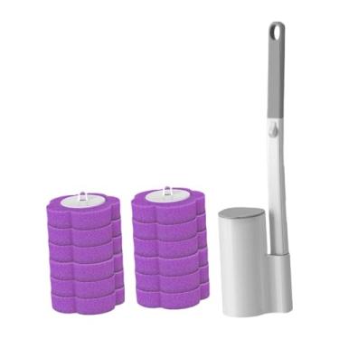 Imagem de Fenteer Escova de vaso sanitário, escovas para limpeza de vaso sanitário, acessórios para banheiro, esfregão de cabo longo para casa, Roxo