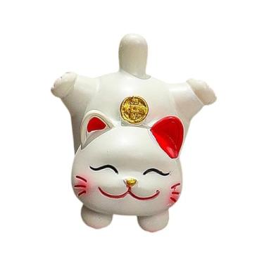 Imagem de Ｂｅｓｇａ Pequena estatueta de gato da sorte, ornamento de mesa multiuso, peça artesanal fofa em resina, miniatura para tela de navegação do carro, mesa de, Style D