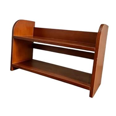 Imagem de DimyFew Organizador de mesa de madeira com suporte para canecas, prateleira de escritório e expositor para copa, Sobrancelha