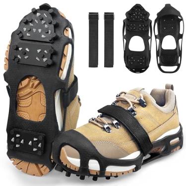 Imagem de Chuteiras para neve no gelo para sapatos e botas, travas de tração para caminhada para homens e mulheres, andando no gelo e na neve, antiderrapante, 28 travas para tração no gelo