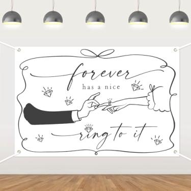 Imagem de Forever Has A Nice Ring to It, cenário de festa de noivado, fundo de foto com tema de anel elegante para chá de panela, decoração de despedida de solteira, suprimentos de casamento