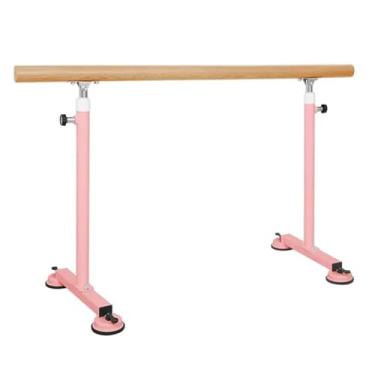Imagem de Ballet Barre Barra de balé móvel doméstica, cabo de madeira maciça de aço com quatro ventosas, capacidade de carga de 500 kg (Color : Pink, Size : 1M/3.3FT)